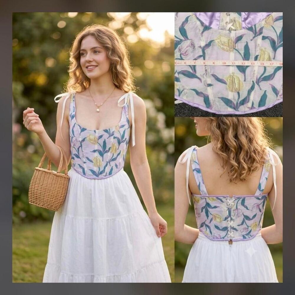 No-brand Women's White and Purple Corset